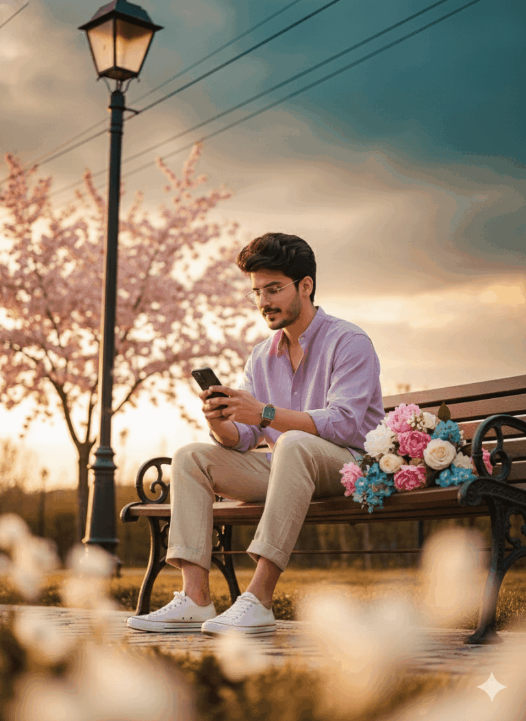 Ai generated image of cinematic style men using his phone