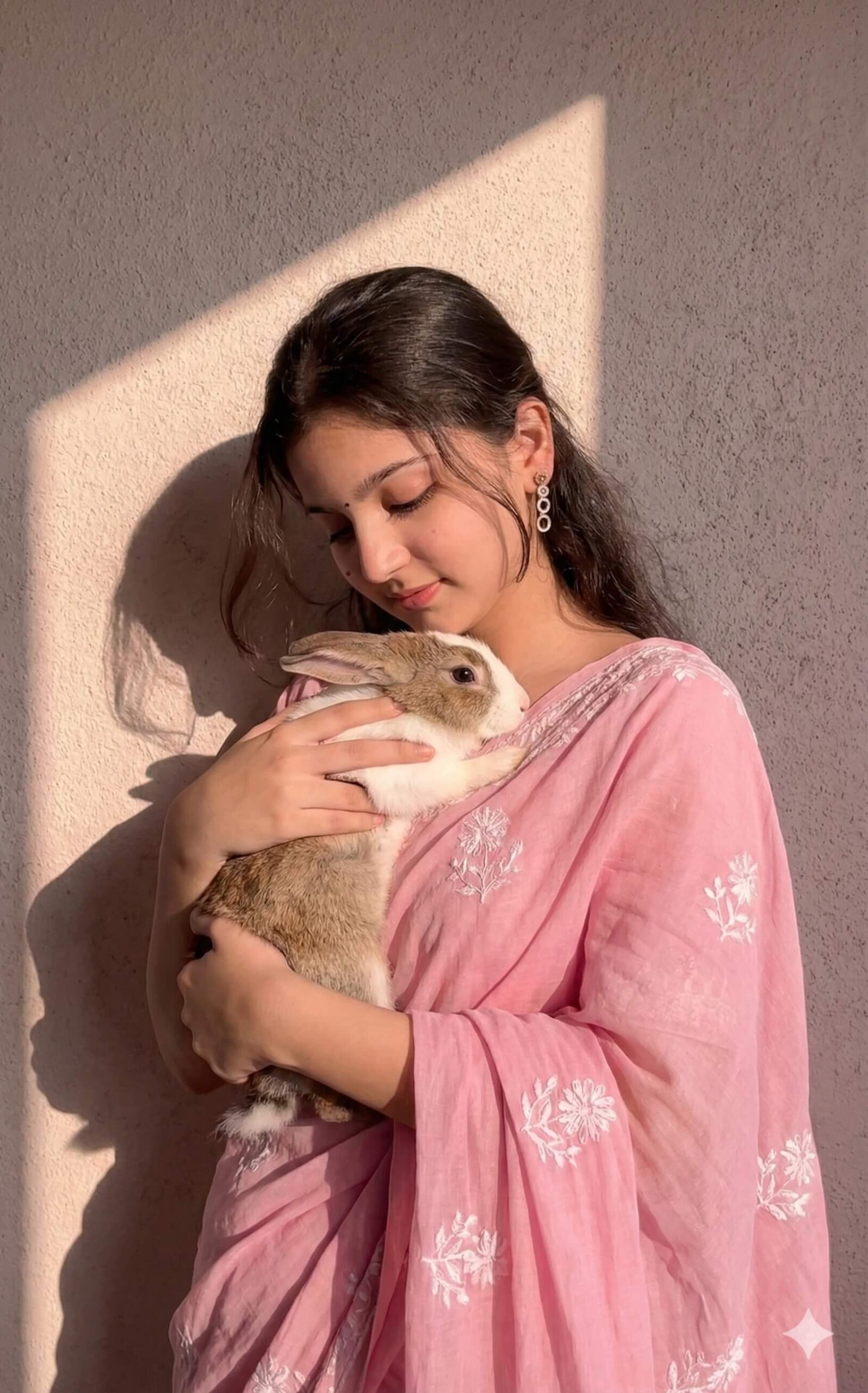 Ai generated image of rabbit and girl