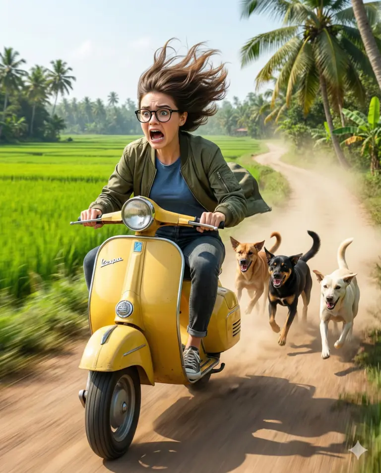 Result 1 for Yellow Scooter Escape AI Photo Editing Prompt
