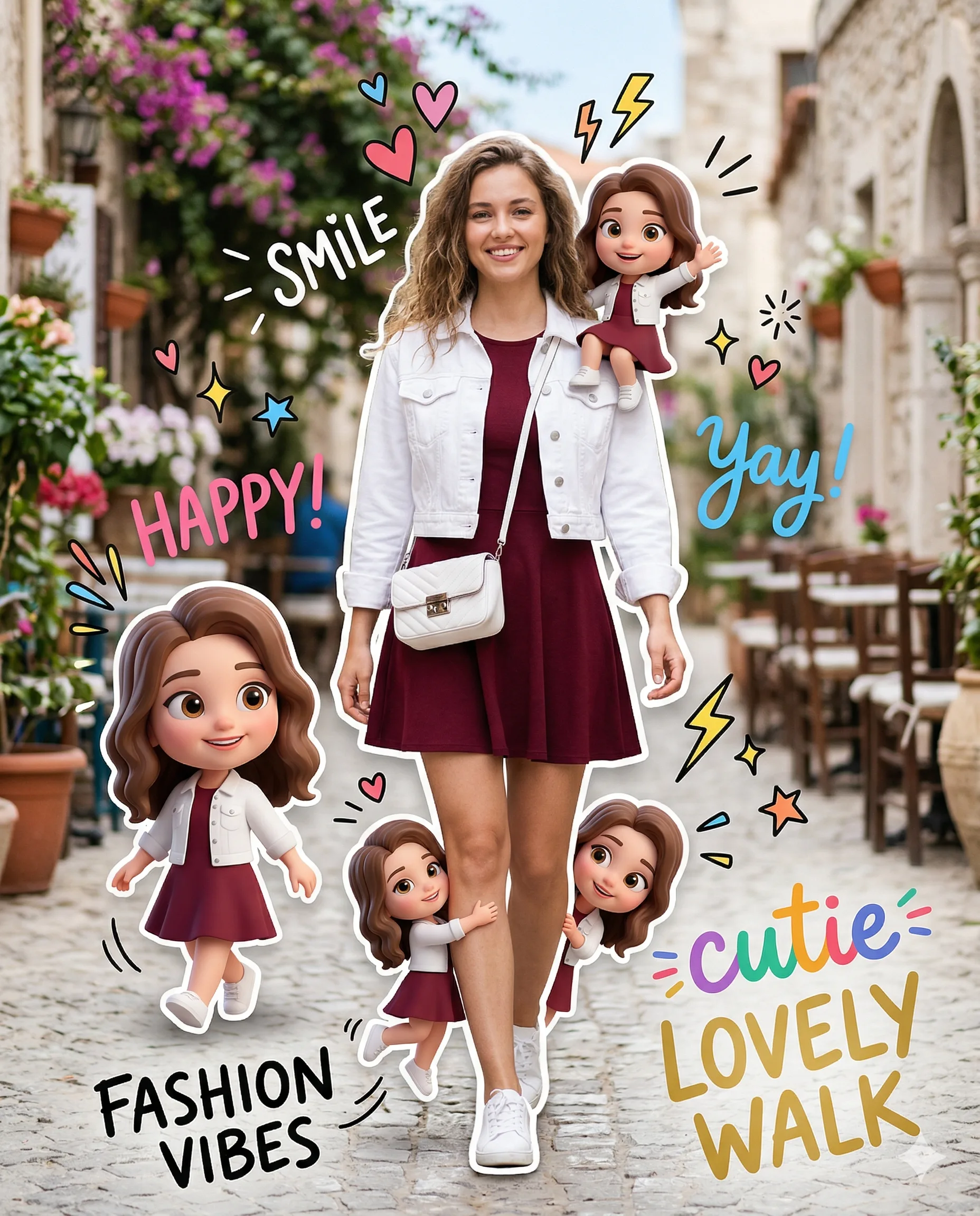 Result 3 for Maroon Mini-Me Magic AI Photo Editing Prompt