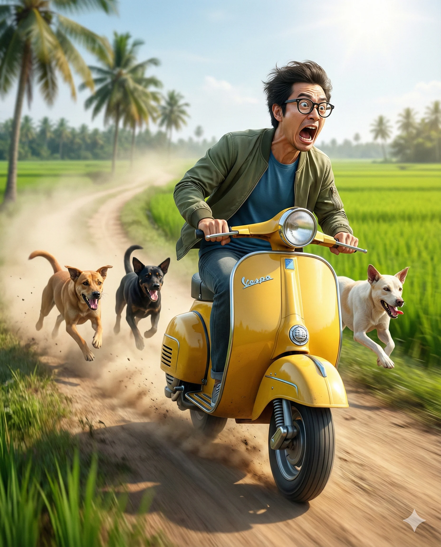 Result 2 for Yellow Scooter Escape AI Photo Editing Prompt