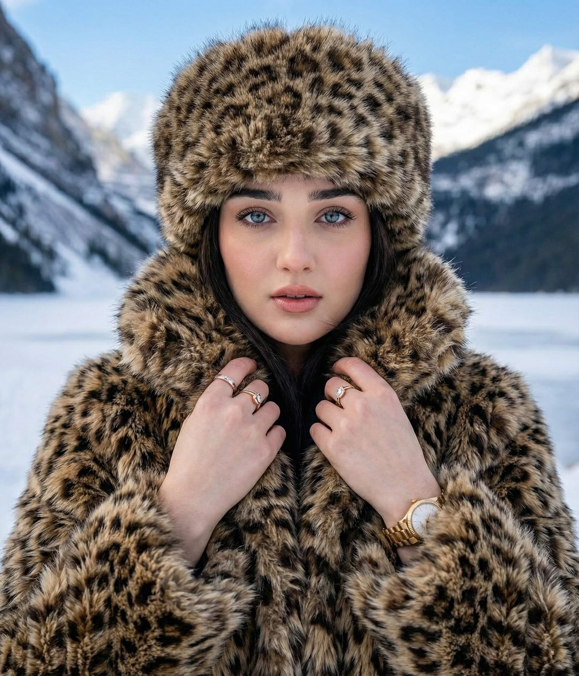 Result 1 for Winter Leopard Portrait AI Photo Editing Prompt