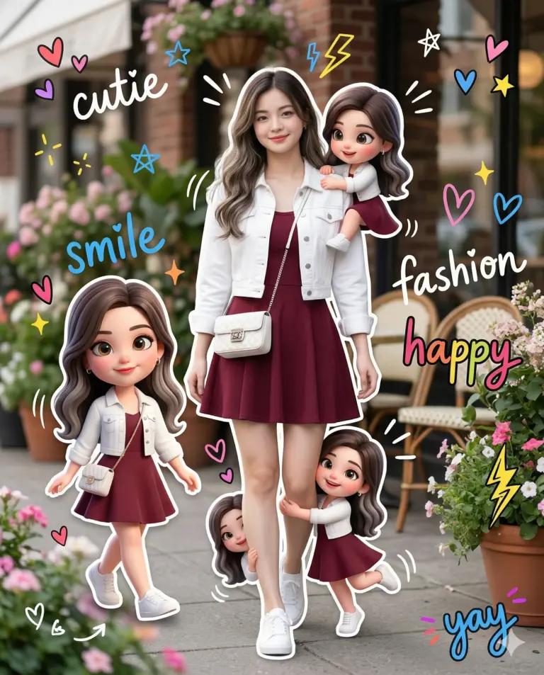 Result 1 for Maroon Mini-Me Magic AI Photo Editing Prompt