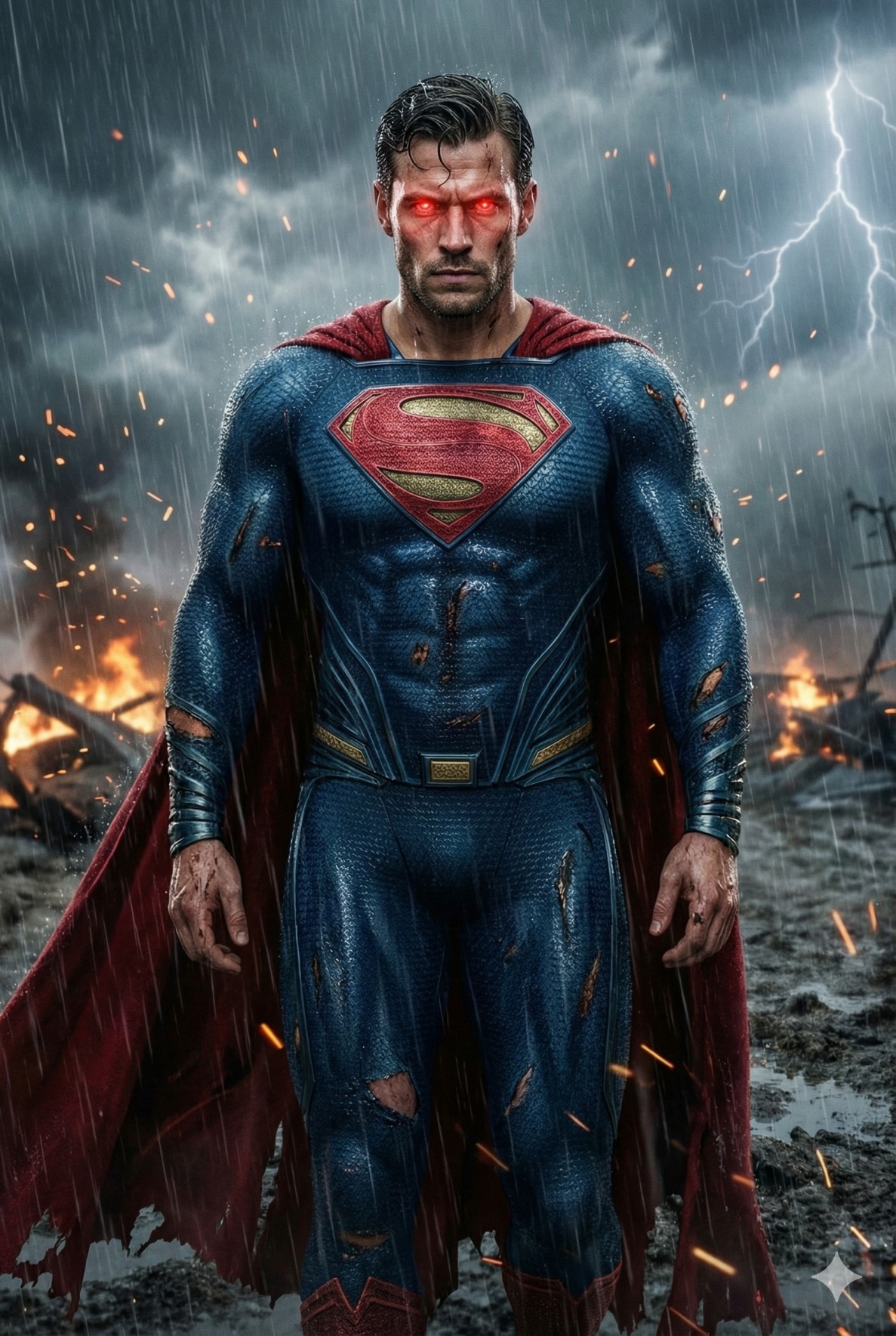 AI Generated result for: Battle-worn Superman