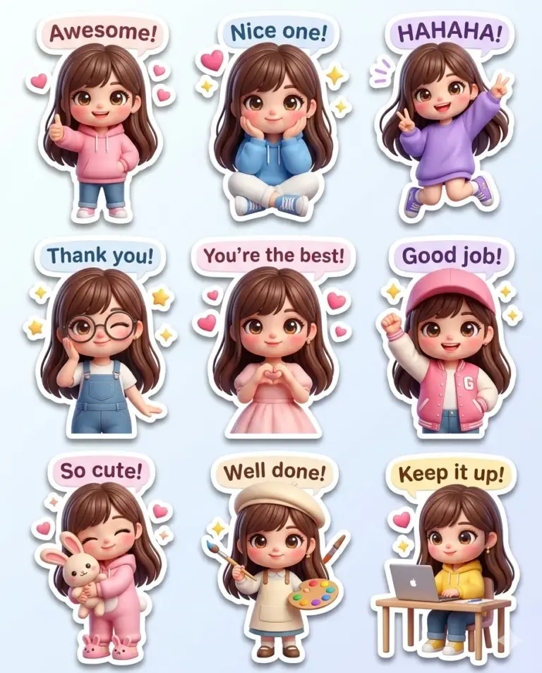 Result 3 for Chibi Girl Expression Pack AI Photo Editing Prompt