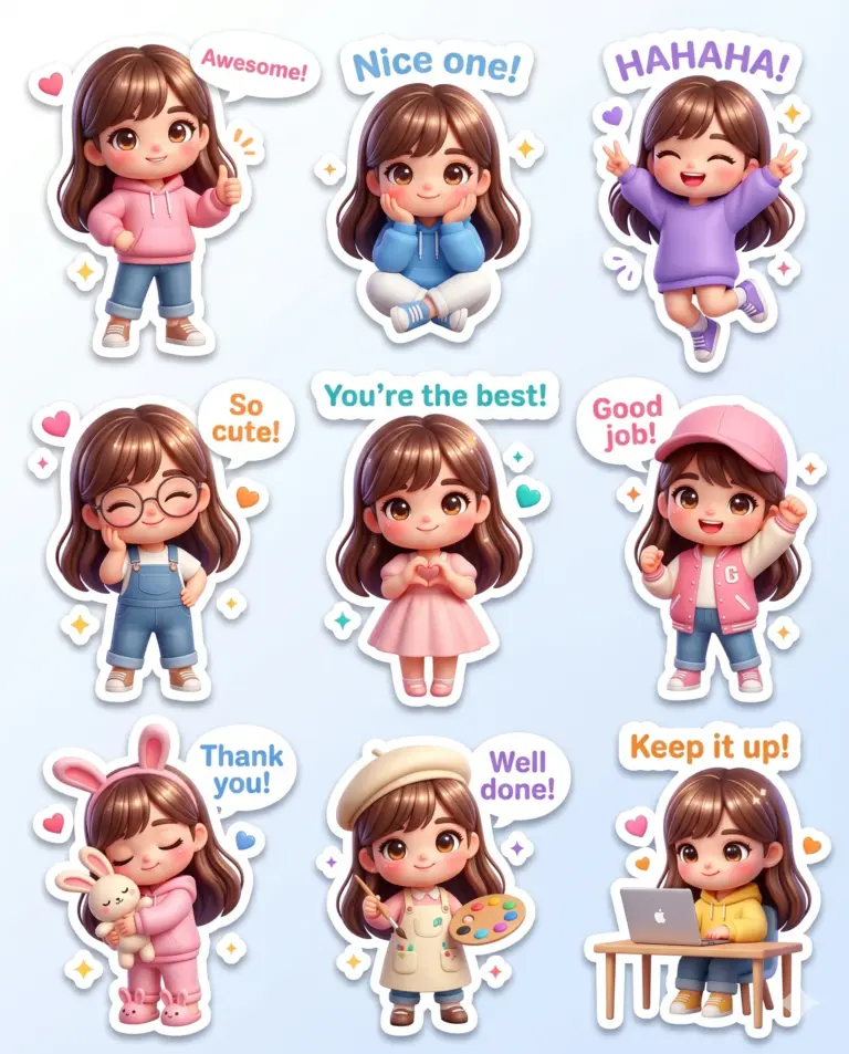 Result 4 for Chibi Girl Expression Pack AI Photo Editing Prompt