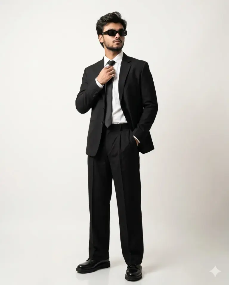 Result 3 for Classic Black Tailoring AI Photo Editing Prompt