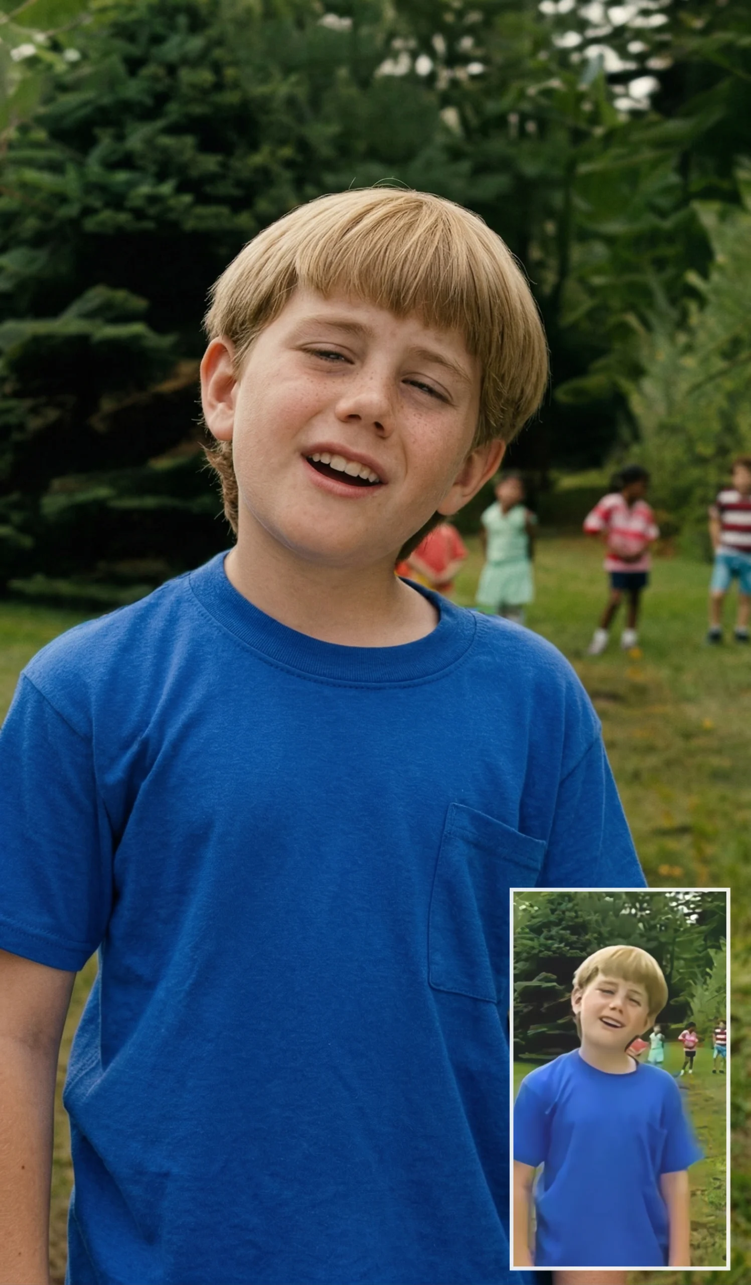AI-enhanced portrait showing the transformation from a blurry low-resolution image to a sharp high-definition photo.