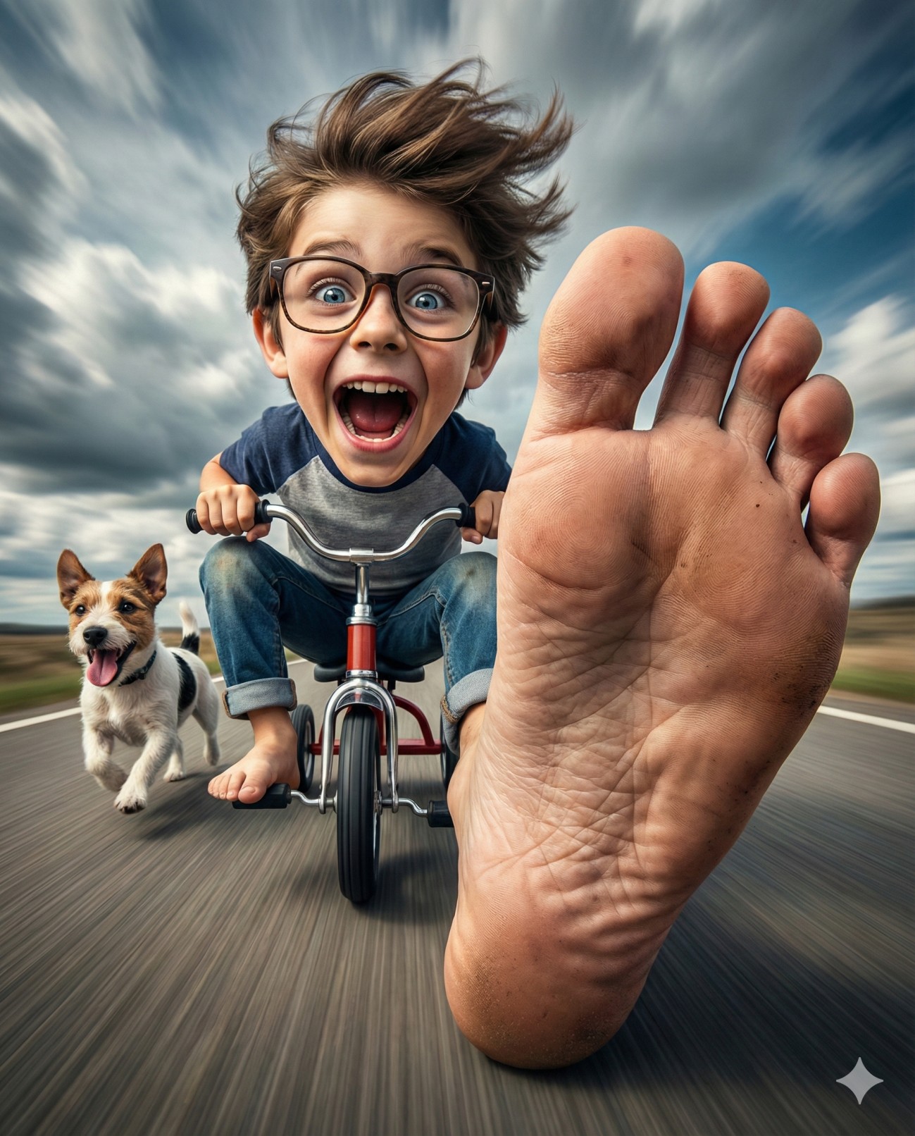 Result 3 for Wacky Tricycle Rides AI Photo Editing Prompt